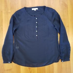 Ann Taylor Loft Black Sheer Long Sleeve Size M